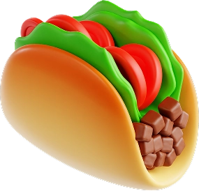Een knapperige taco gevuld met gekruide ingrediënten, verse groenten en kleurrijke toppings.